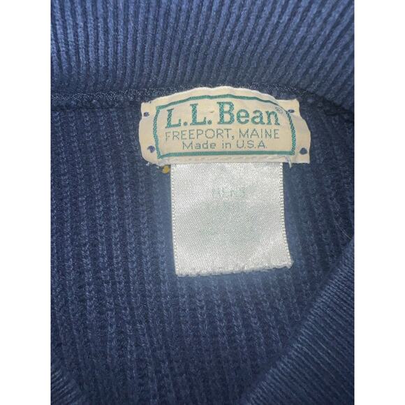 Vintage L.L Bean Heavy Knit Sweater Men sz Large Blue Henley fisherman USA 90s - Picture 4 of 4